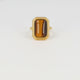 Statement-Ring mit rechteckigem Edelstein und Rillenrand • Tigerauge