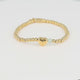 Golden Beaded Bracelet with Heart and Precious Stone - Green Fluorite