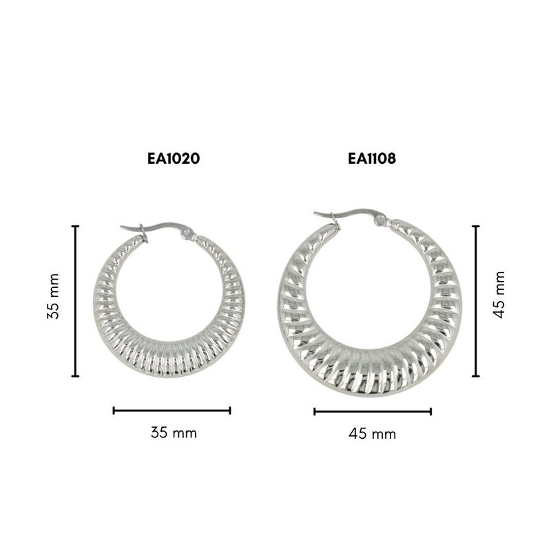 33 mm breite silberne Ohrringe mit einzigartiger Verarbeitung 33x7mm