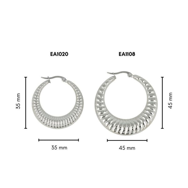 33 mm breite silberne Ohrringe mit einzigartiger Verarbeitung 33x7mm