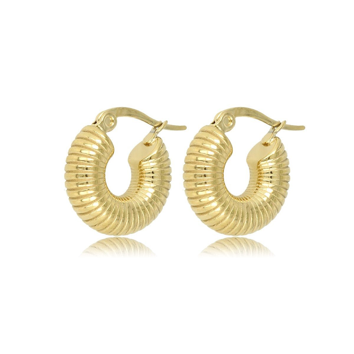 Ribbelige Gouden Oorringen 16x6 mm - Elegant en Uniek - My Bendel