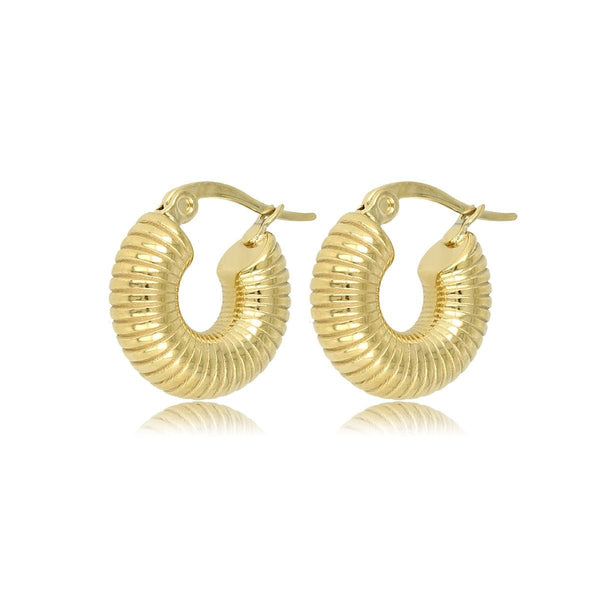 Ribbelige Gouden Oorringen 16x6 mm - Elegant en Uniek - My Bendel