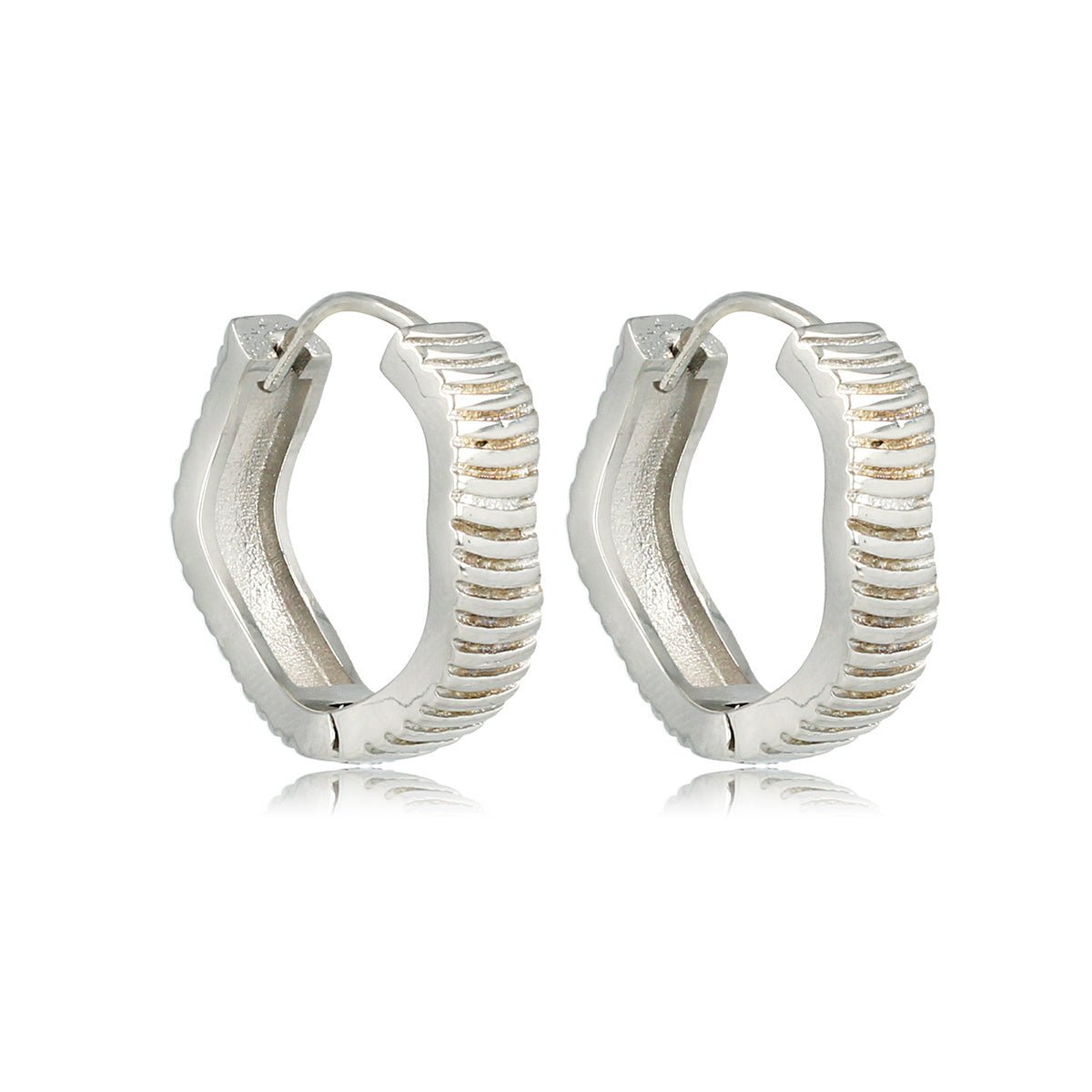 Ribbelige Zilveren Oorringen 20x5 mm - Uniek Design - My Bendel