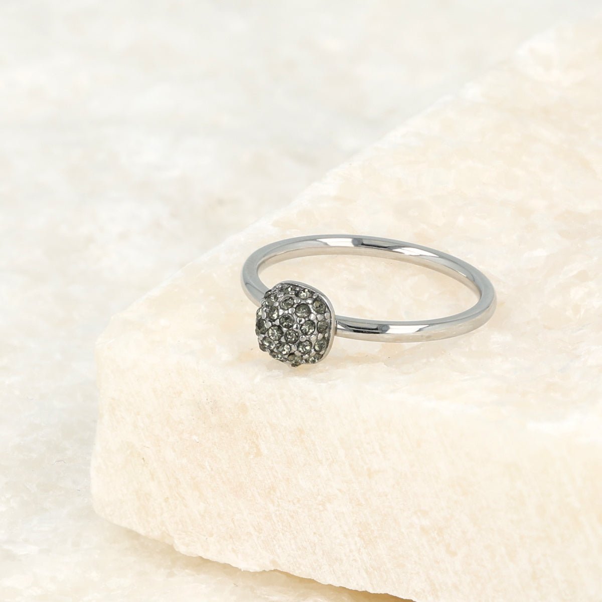 Ring zilver met groene zirkonia - minimalistisch Stainless steel - My Bendel