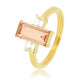 Gold ring - large pink stone - fine zirconia stones