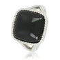 Siegelring Silber mit Onyx - Schicker Damenring 15 mm Edelstein