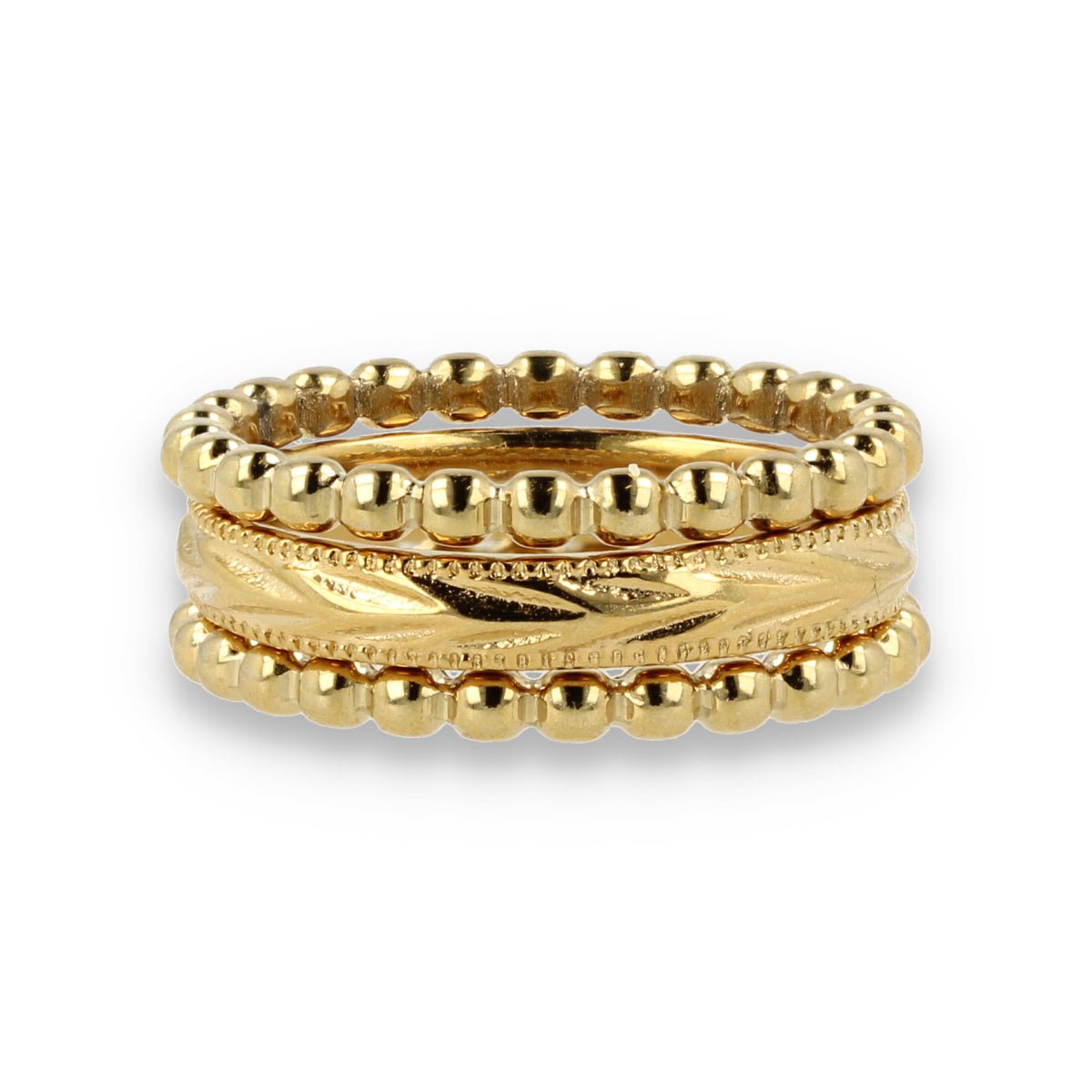 Ringenset goudkleurig - 3 aanschuifringen - Uniek design - My Bendel