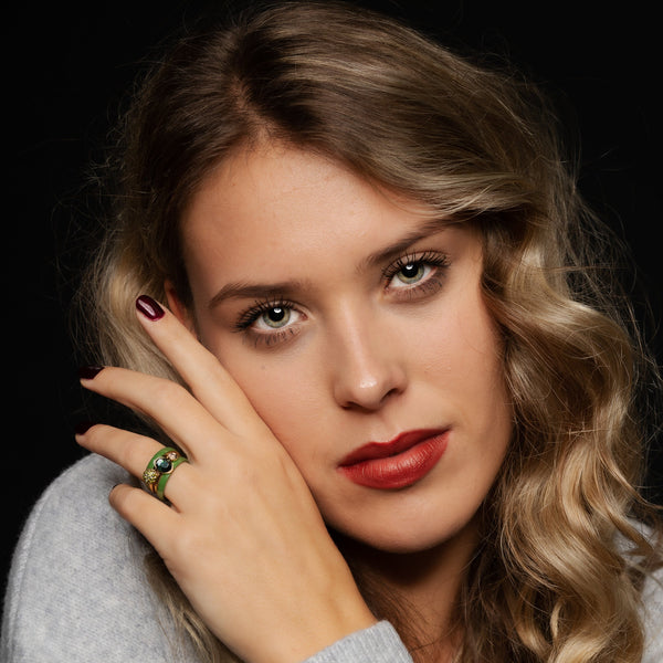 Ringenset groen keramiek - vier ringen - maat 16 - 19 - My Bendel