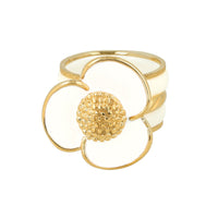 Ringenset - witte keramiek - gouden stardust - epoxy bloem