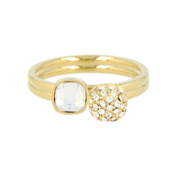 Ringenset zirkonia goud - Fijn ringenset kristal zirkonia