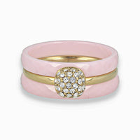 Roze keramiek ringenset - Gouden zirconia - Chique uitstraling