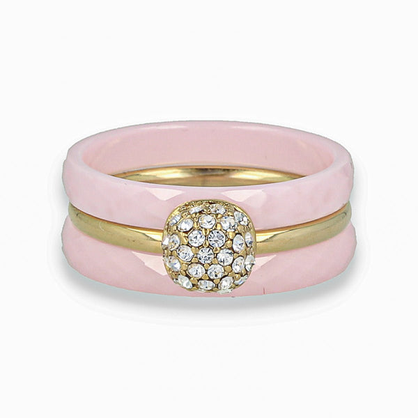 Roze keramiek ringenset - Gouden zirconia - Chique uitstraling - My Bendel