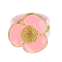 Roze keramieken ringenset - Gouden ring met Epoxy bloem