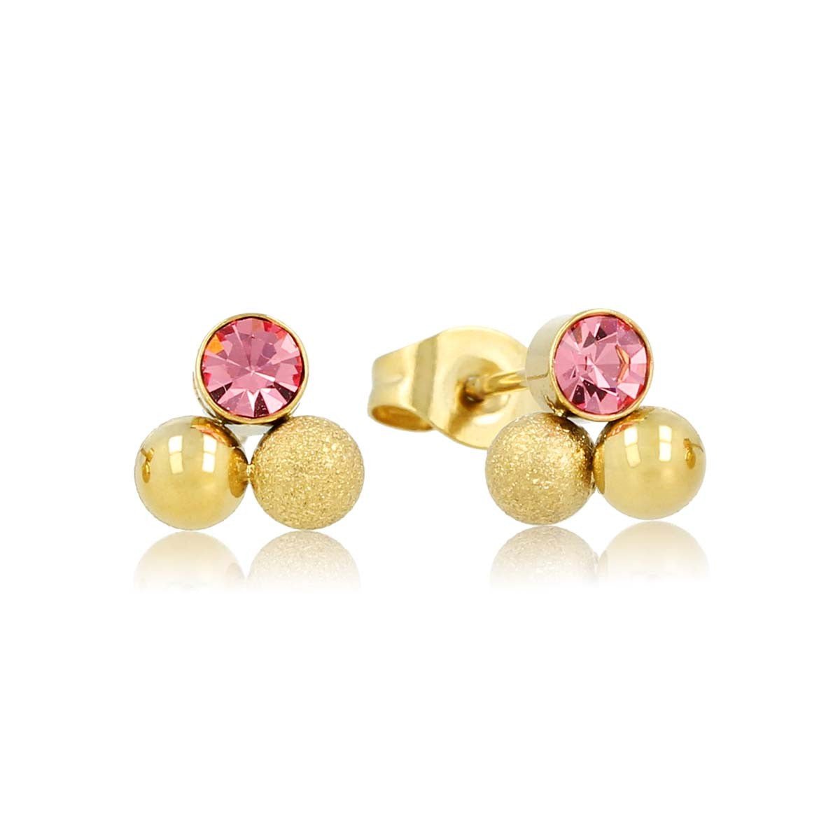 Roze Zirkonia Gouden Oorstekers - Elegant en Uniek - My Bendel