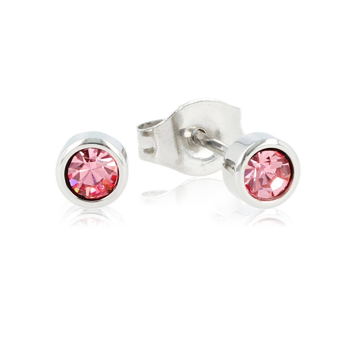 Roze Zirkonia Oorbellen: Stalen Elegantie in 4mm - My Bendel
