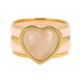 Gouden ringenset met Rose Quartz hart, 5 ringen: 2 roze keramiek, 2 aanschuifringen. 1 jaar garantie.