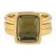 Ringenset goud met licht groene glasteen: 2 gladde ringen en 1 gestreepte ring. Stijlvol en elegant. 1 jaar garantie.