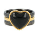 Gouden ringenset met Onyx hart: wijsheid & logica. 2 zwarte keramiek ringen. 1 jaar garantie.
