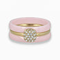 Roze keramiek ringenset - Gouden zirconia - Chique uitstraling