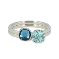 Silver ring set - sapphire blue and aqua zirconia