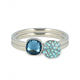 Silver ring set - sapphire blue and aqua zirconia