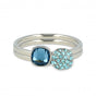 Silver ring set - sapphire blue and aqua zirconia