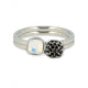 Set silberne Ringe - Quarz und schwarze Zirkonia Steine