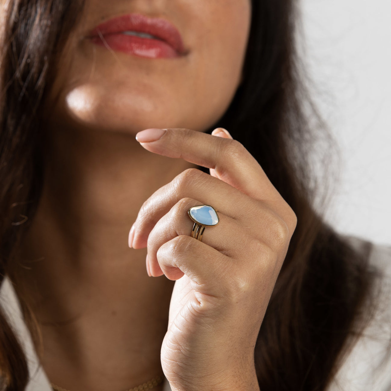 Bendel Ringenset - Gold mit weißem Designstein