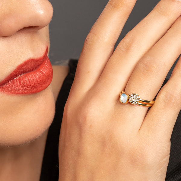 Ringenset zirkonia goud - Fijn ringenset kristal zirkonia
