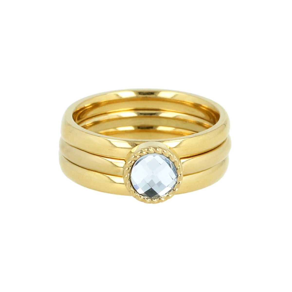 Gouden ringenset met kristal glassteen