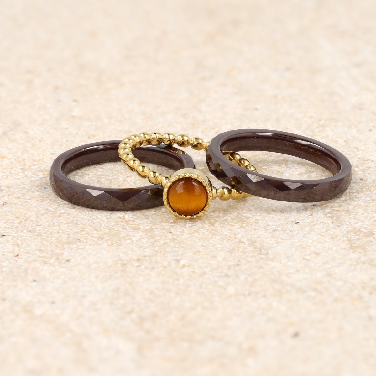 Keramieken Ring • Facet Geslepen • 3 mm • Bruin