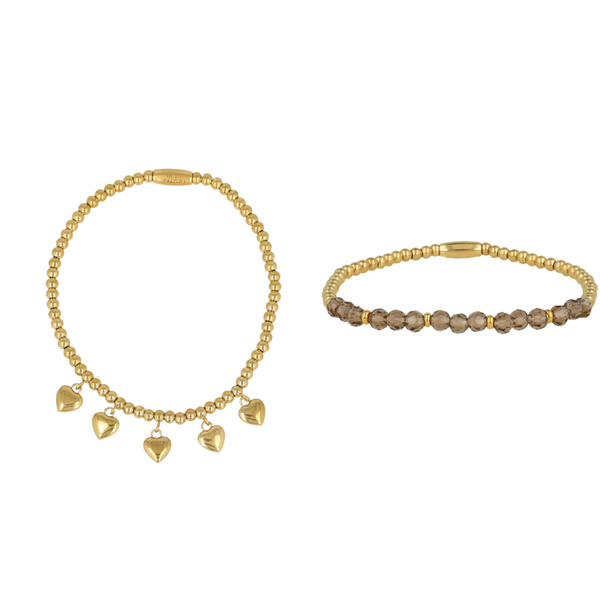 Lichtgroene Glasstenen Armbanden Set Goud