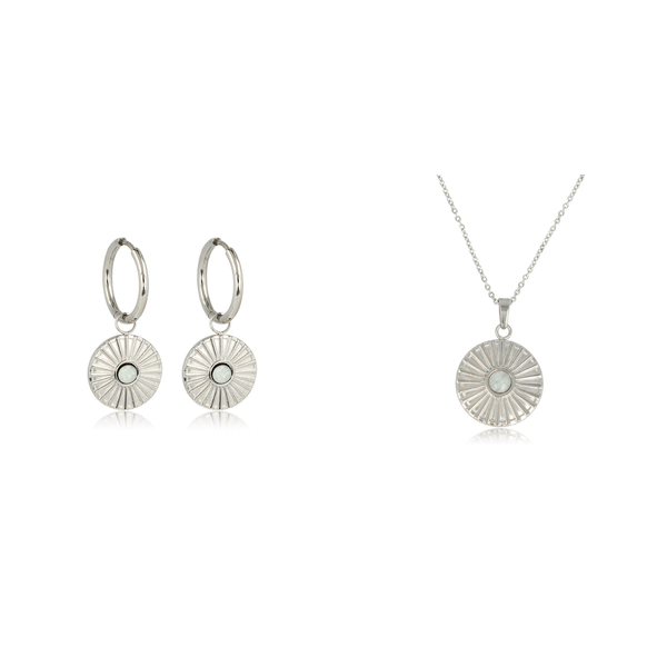 Amazonit Schmuckset Silber - Sonnenanhänger