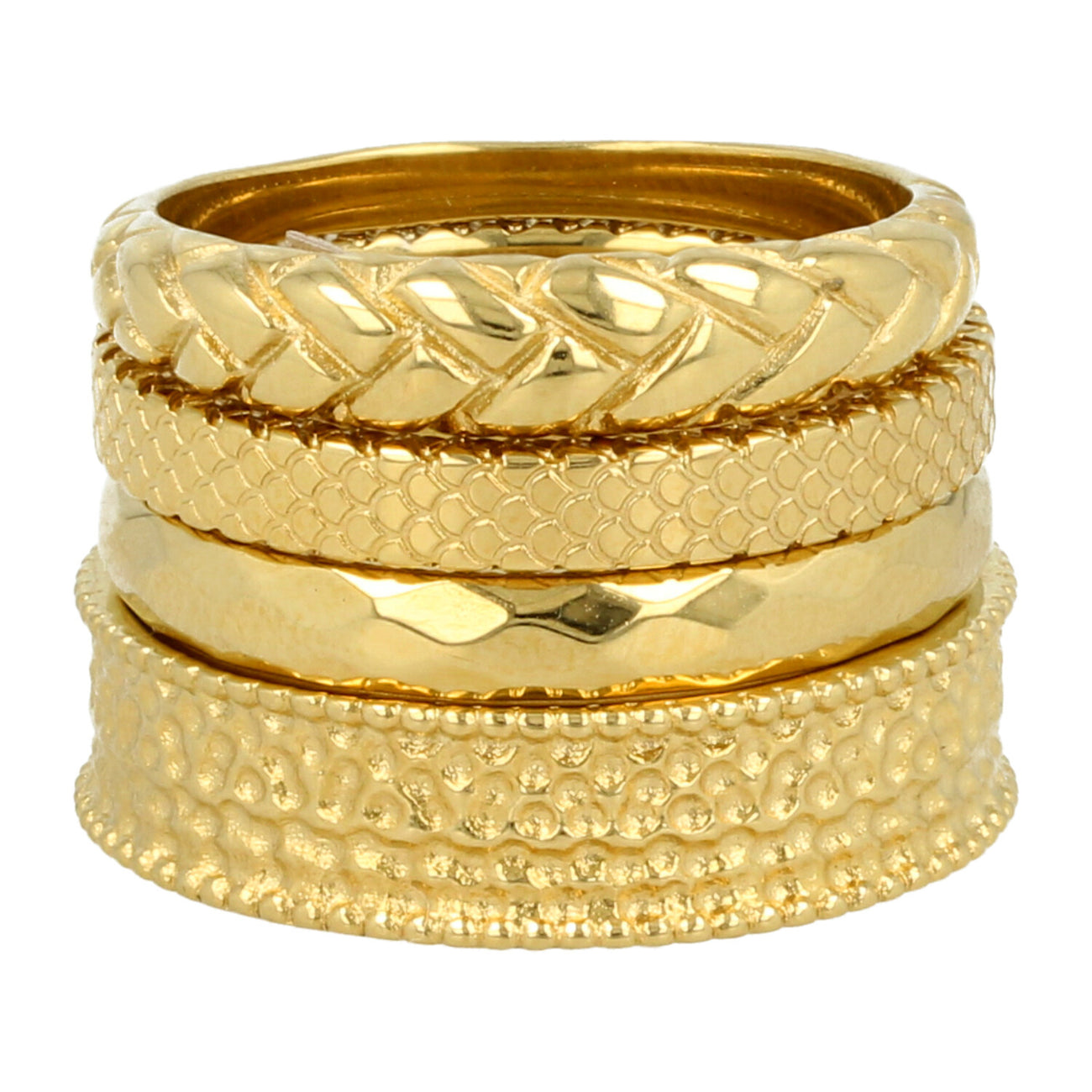 Goldene Ringset - 4 verschiedene Ringe - stilvoller Look