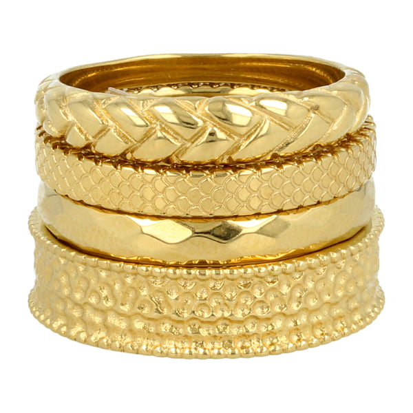 Gouden ringenset - 4 verschillende ringen - stijlvolle look