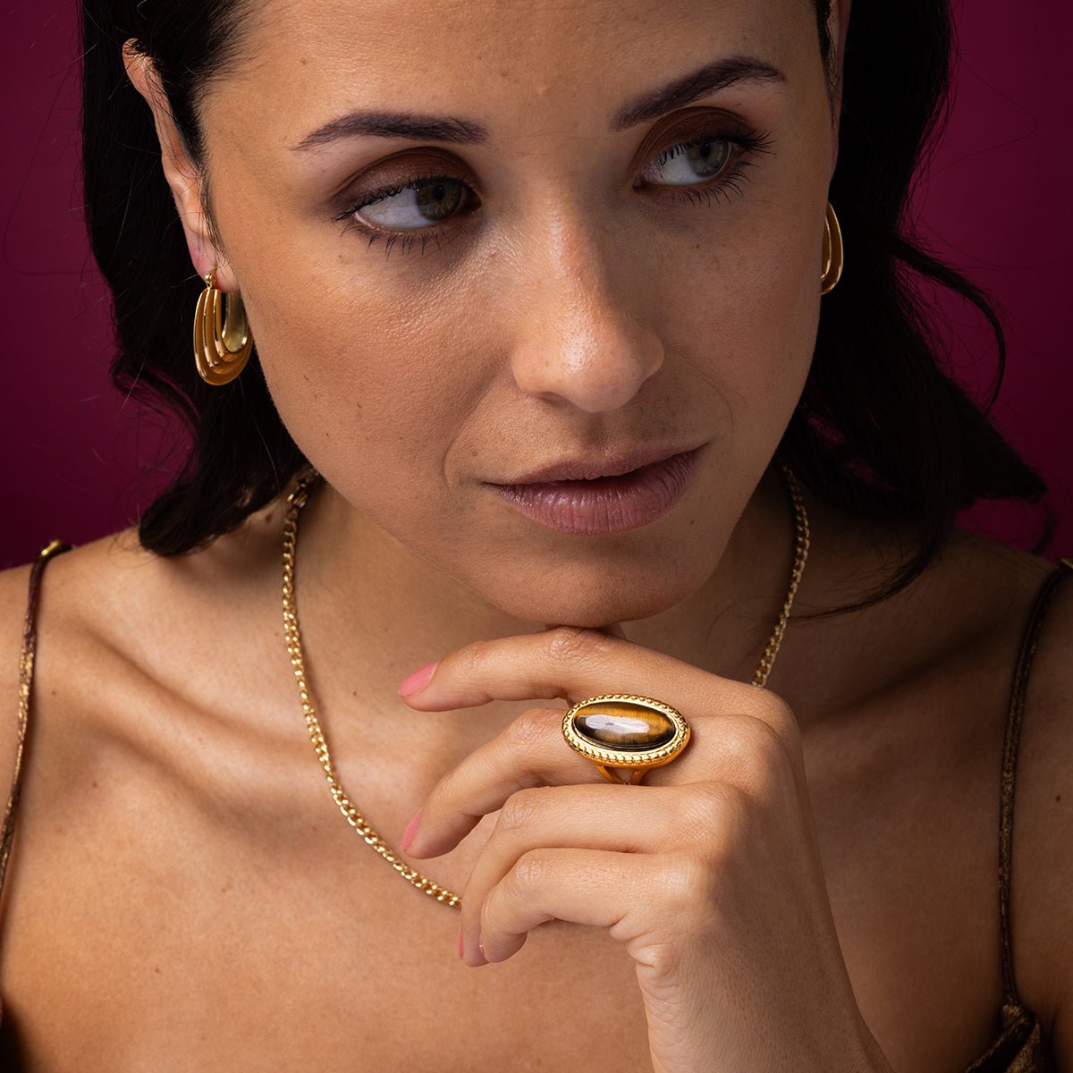 Statement ring met Tiger Eye - My Bendel - My Bendel