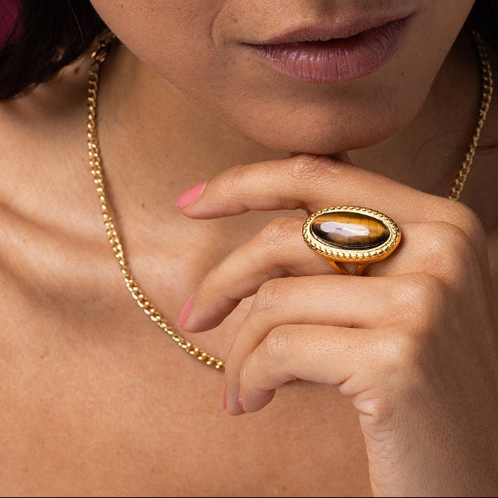 Statement ring met Tiger Eye - My Bendel - My Bendel