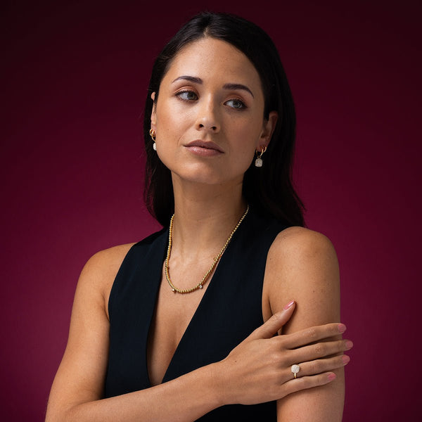 Stralende gouden kralenketting met zirkonia - My Bendel