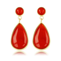 Stralende Gouden Oorbel met Carnelian Druppel Hanger