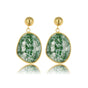 Stralende Gouden Oorbel met Green Spotted Jade - My Bendel