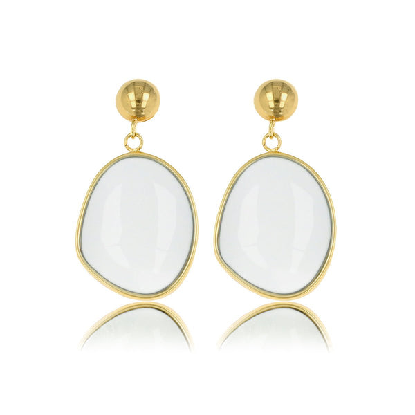 Stralende Gouden Oorbel met White Aventurine Hanger - My Bendel