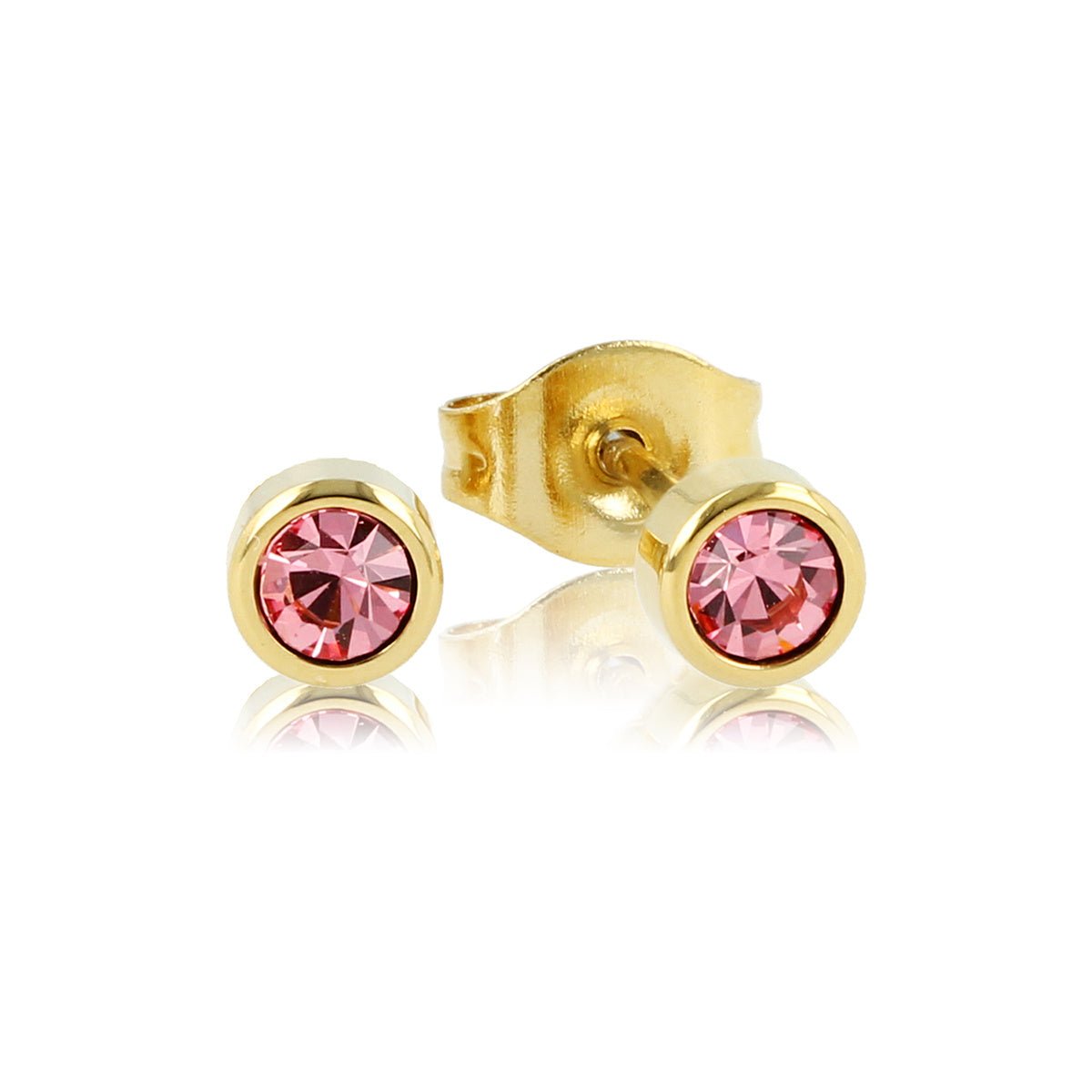 Stralende Gouden Oorsteker met Roze Zirkonia 4mm - My Bendel
