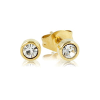 Radiant Gold Earring Stud with Zirconia - 4 mm