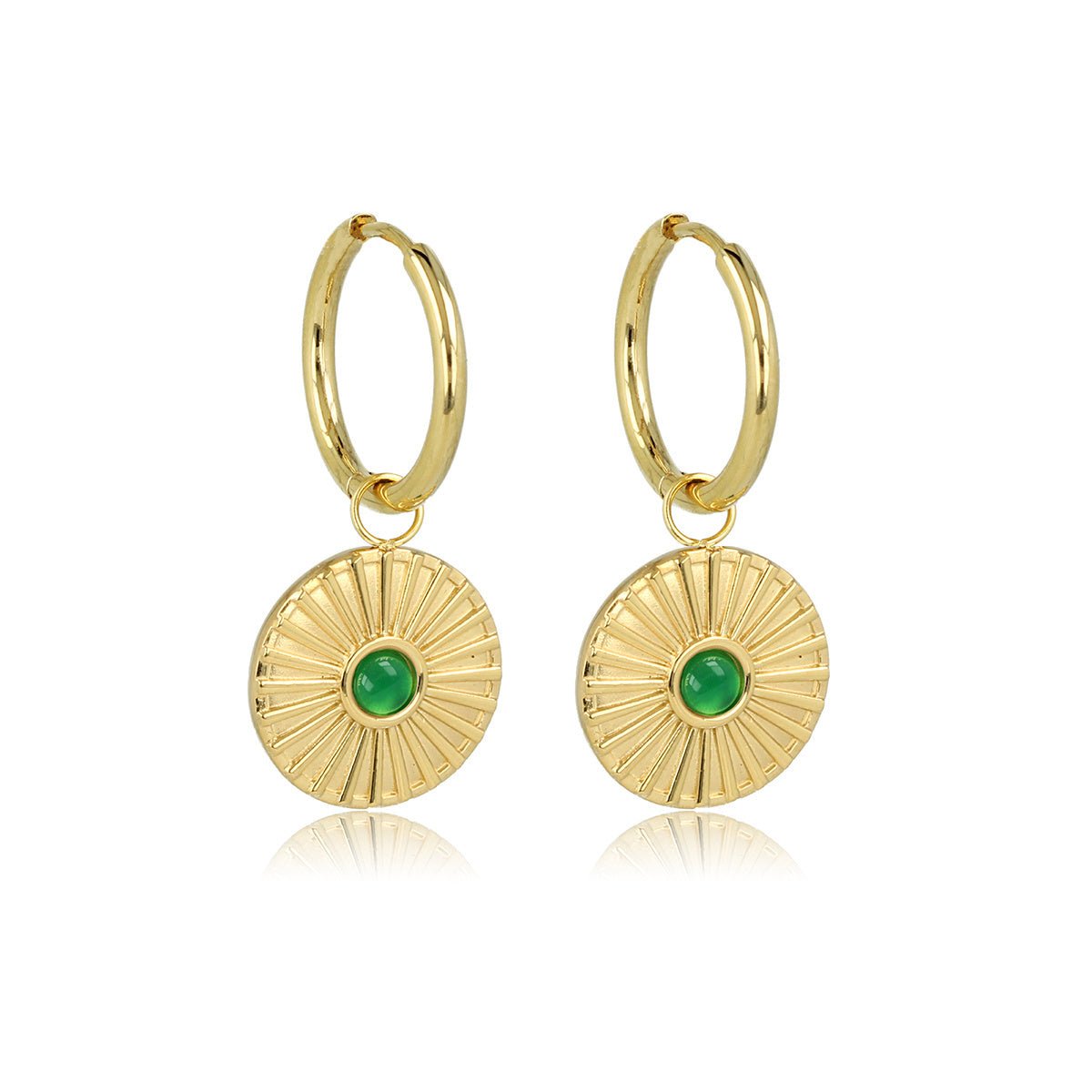 Stralende Zon Oorringen met Green Agate - My Bendel