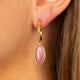 Ridged Hoop Earrings with Oval Gemstone • Rhodonite