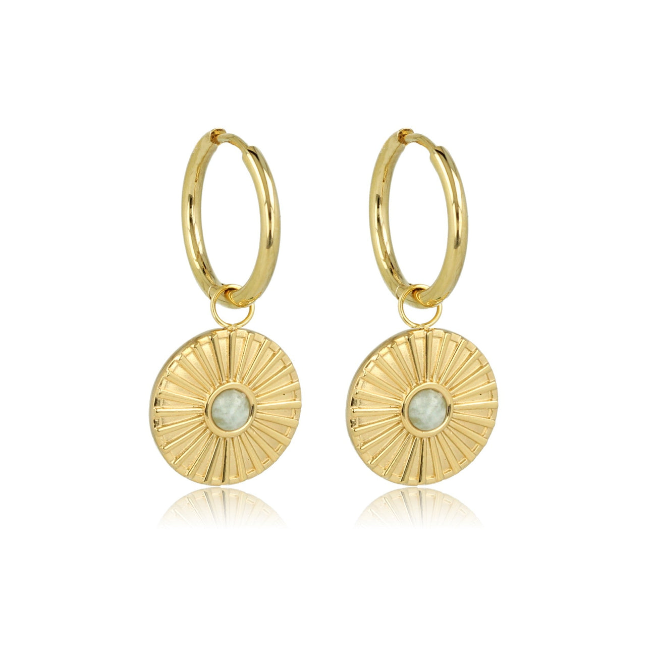 Stralende Gouden Oorringen met Amazonite Zonnetje - My Bendel