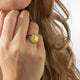 Seal ring silver - genuine Yellow Agate gemstone - 15 mm