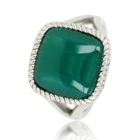 Seal ring silver - Green Agate gemstone - chic appearance