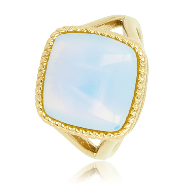 Gouden zegelring - White Quartz - tijdloos design