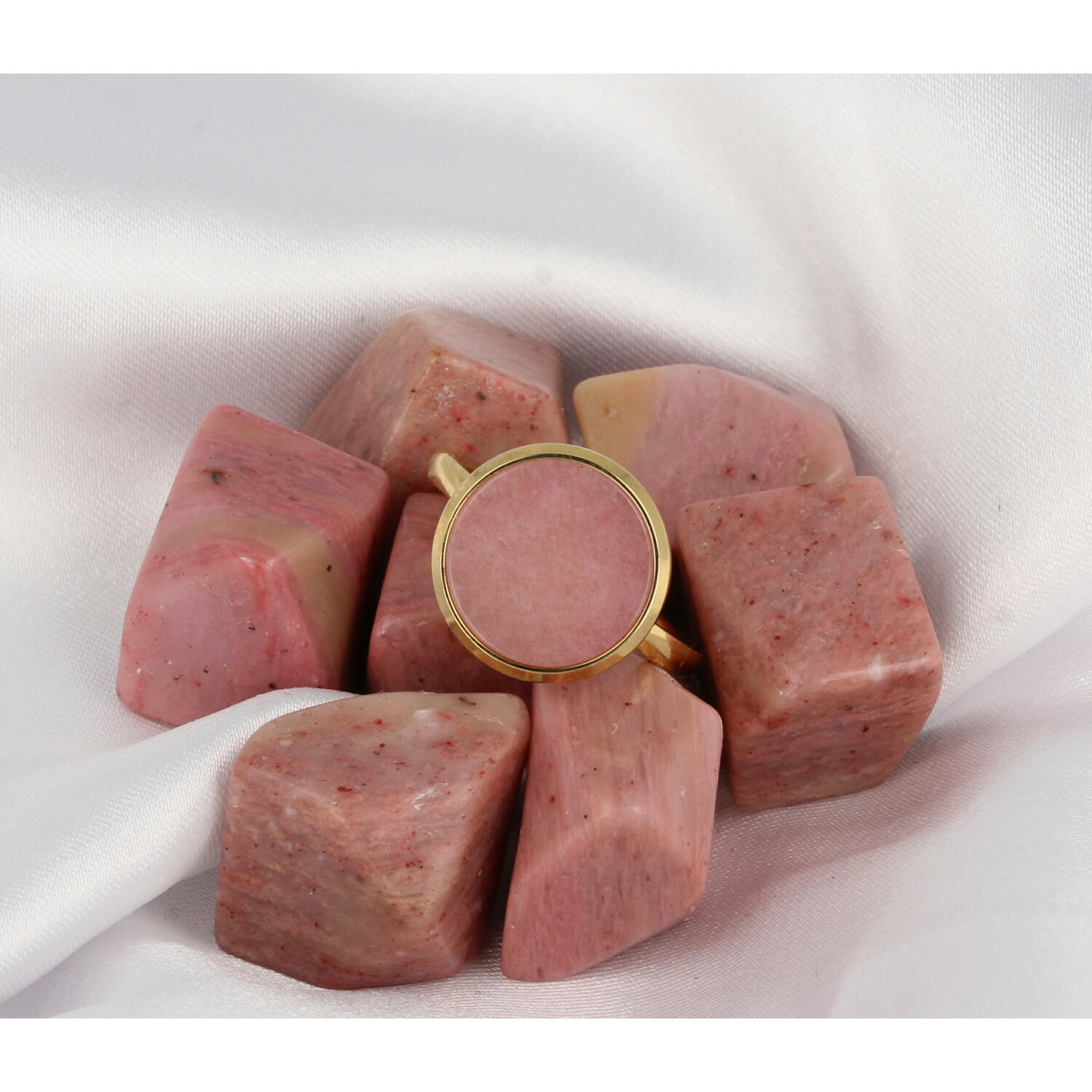Gouden ring met Rhodonite - losse Rhodonite edelsteen
